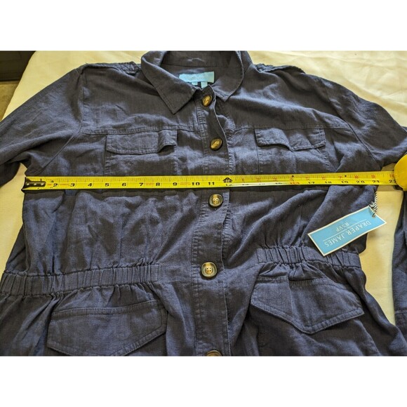 Draper James RSVP Navy Utility Military Jacket Linen Blend Pockets Large NWT - Picture 12 of 13